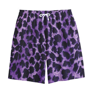 Purple And Black Cheetah Print Cotton Shorts