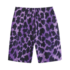 Purple And Black Cheetah Print Cotton Shorts