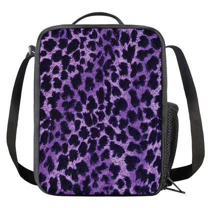 Purple And Black Cheetah Print Crossbody Lunch Bag