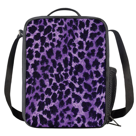 Purple And Black Cheetah Print Crossbody Lunch Bag