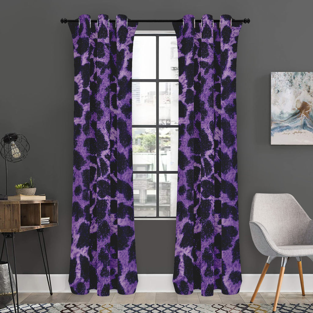 Purple And Black Cheetah Print Curtain