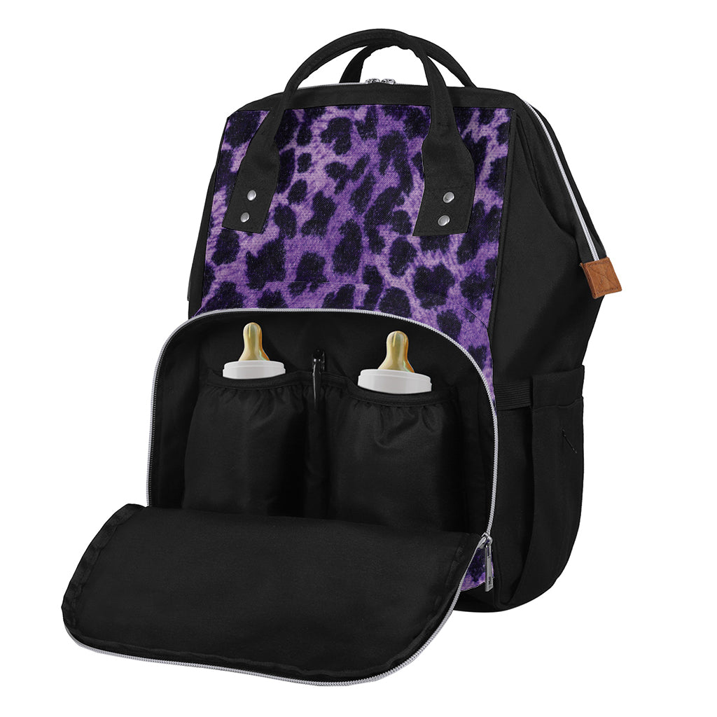 Purple And Black Cheetah Print Diaper Bag