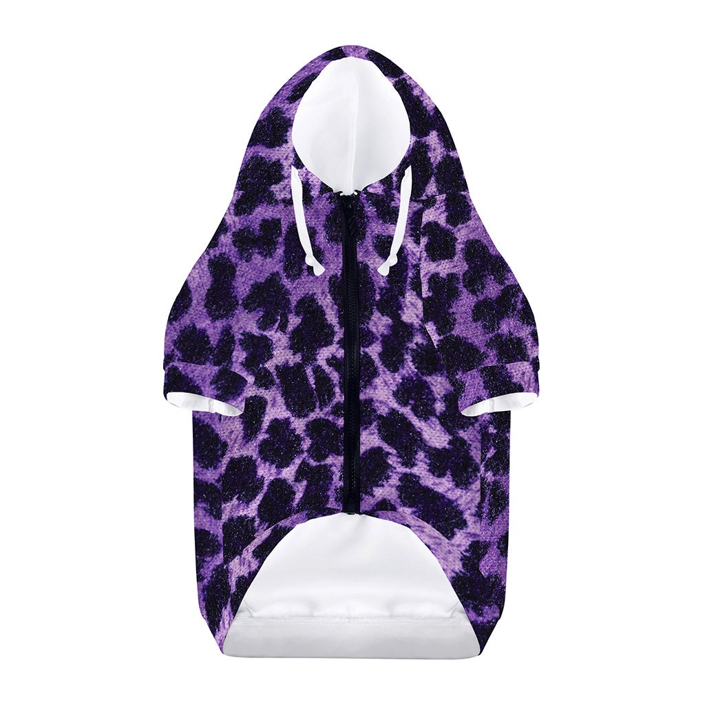 Purple And Black Cheetah Print Dog Zip Up Hoodie