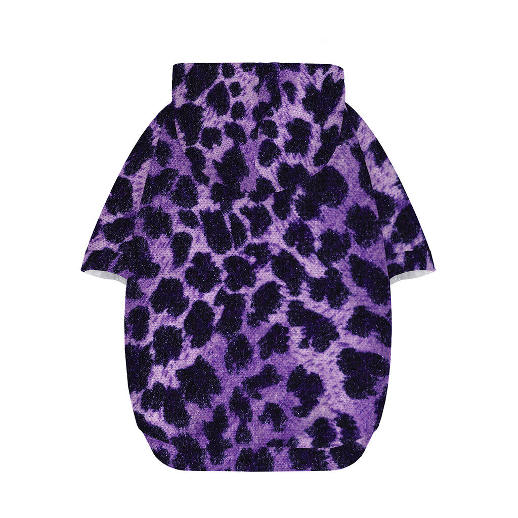 Purple And Black Cheetah Print Dog Zip Up Hoodie
