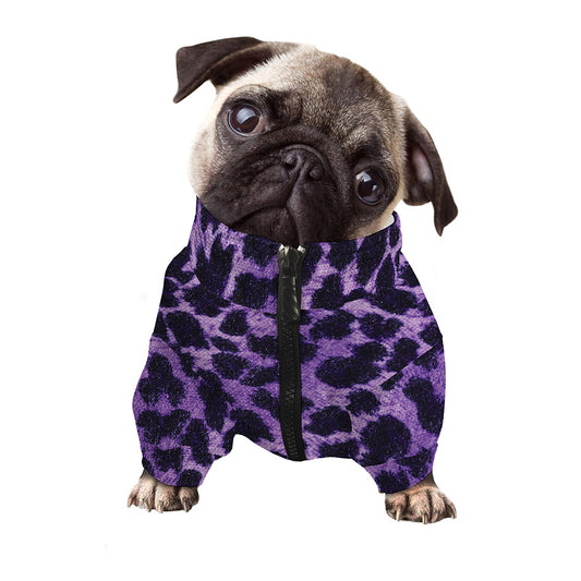 Purple And Black Cheetah Print Dog Zip Up Jacket