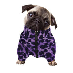 Purple And Black Cheetah Print Dog Zip Up Jacket