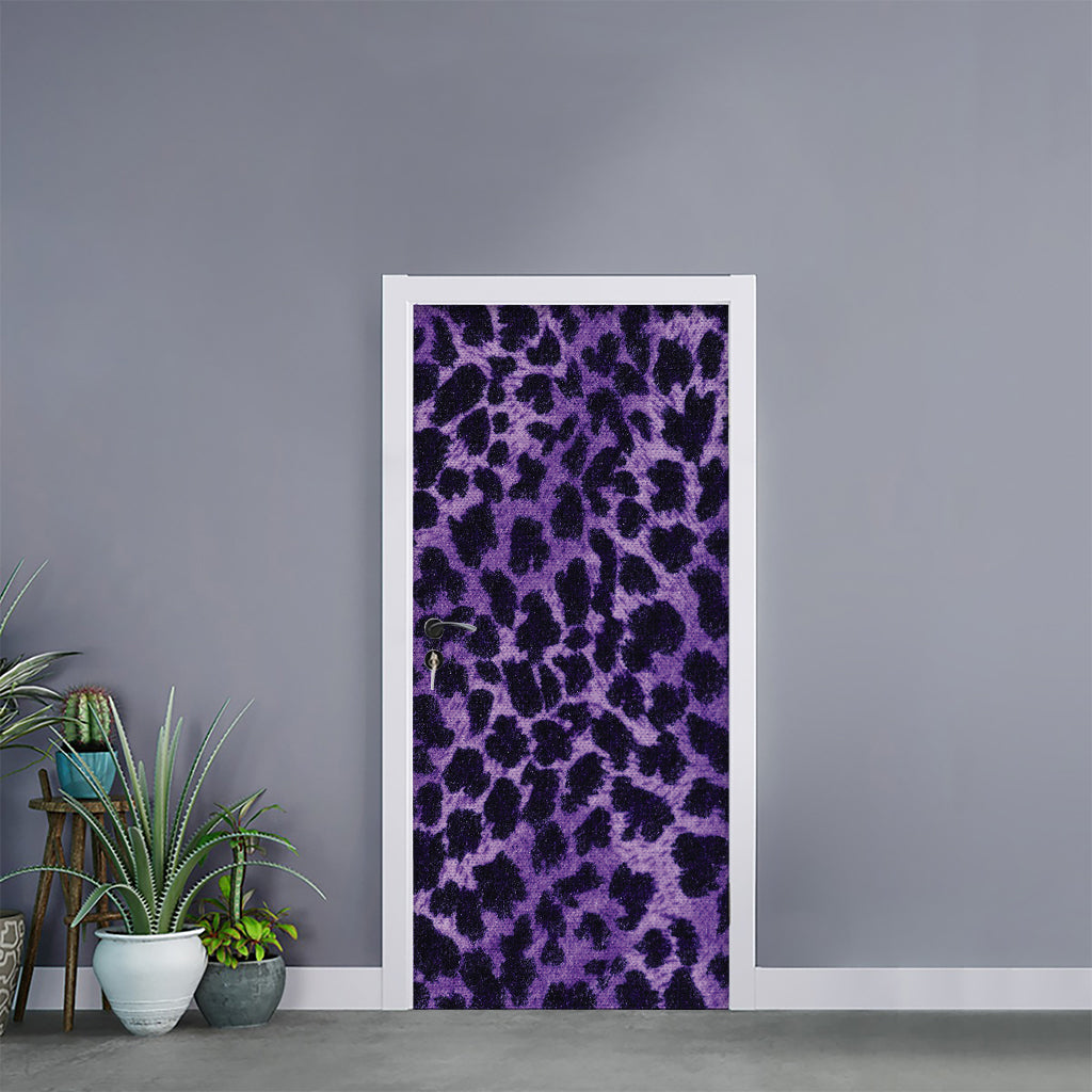 Purple And Black Cheetah Print Door Sticker