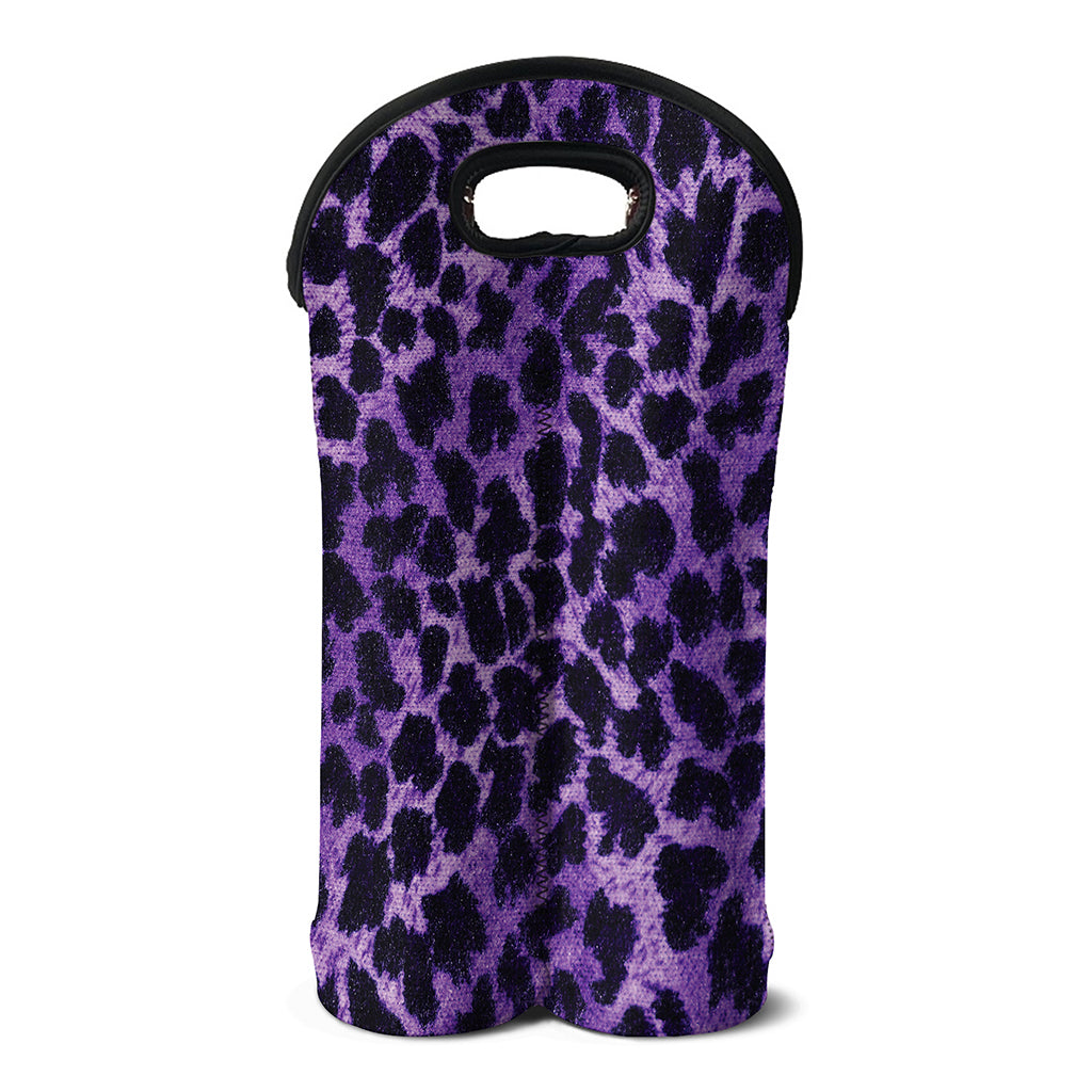 Purple And Black Cheetah Print Double Neoprene Wine Tote