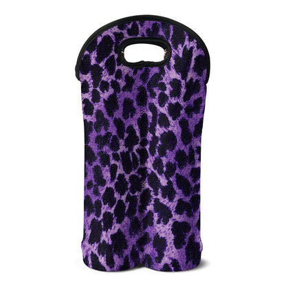 Purple And Black Cheetah Print Double Neoprene Wine Tote