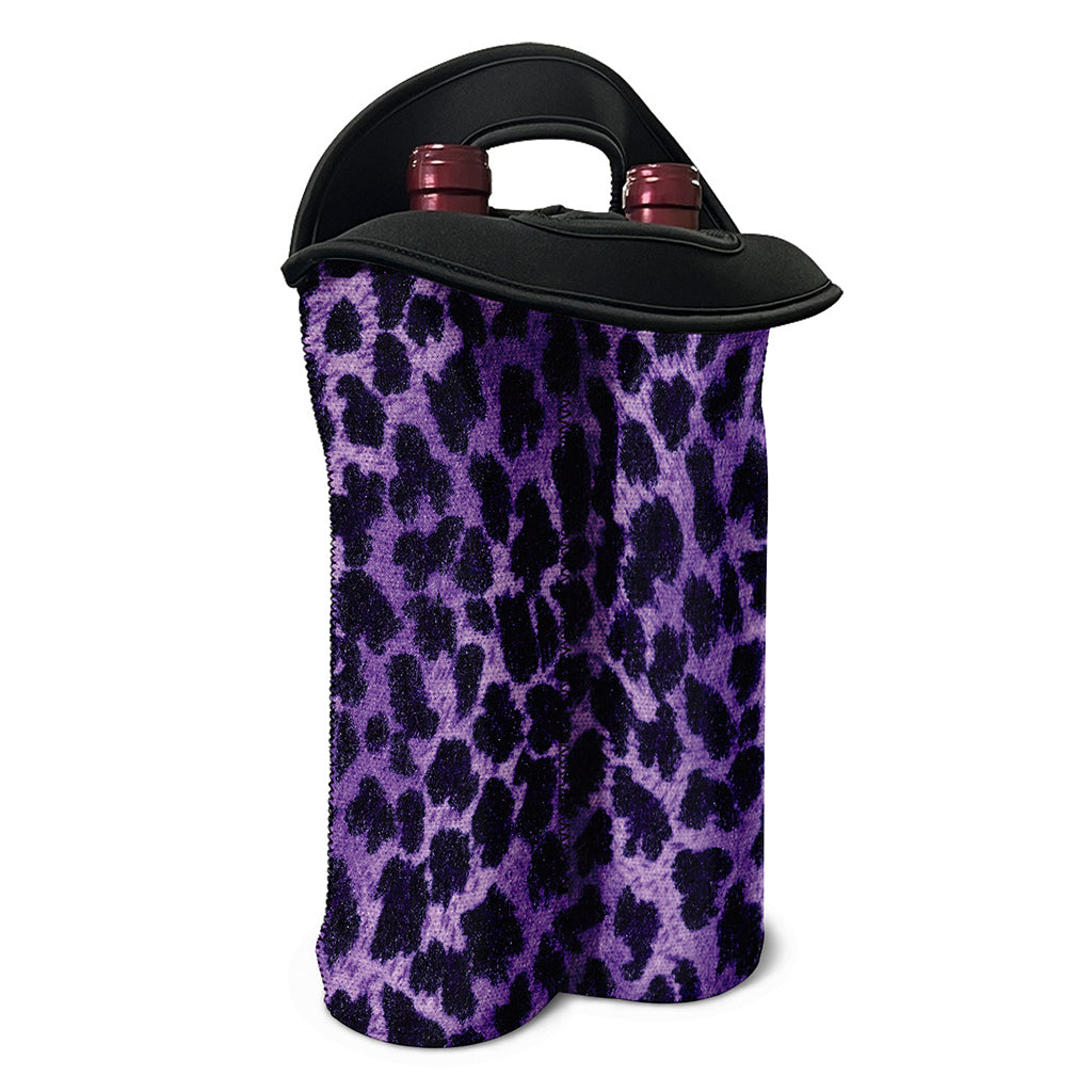 Purple And Black Cheetah Print Double Neoprene Wine Tote