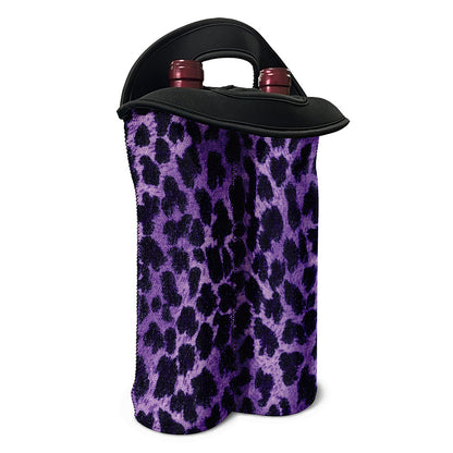 Purple And Black Cheetah Print Double Neoprene Wine Tote