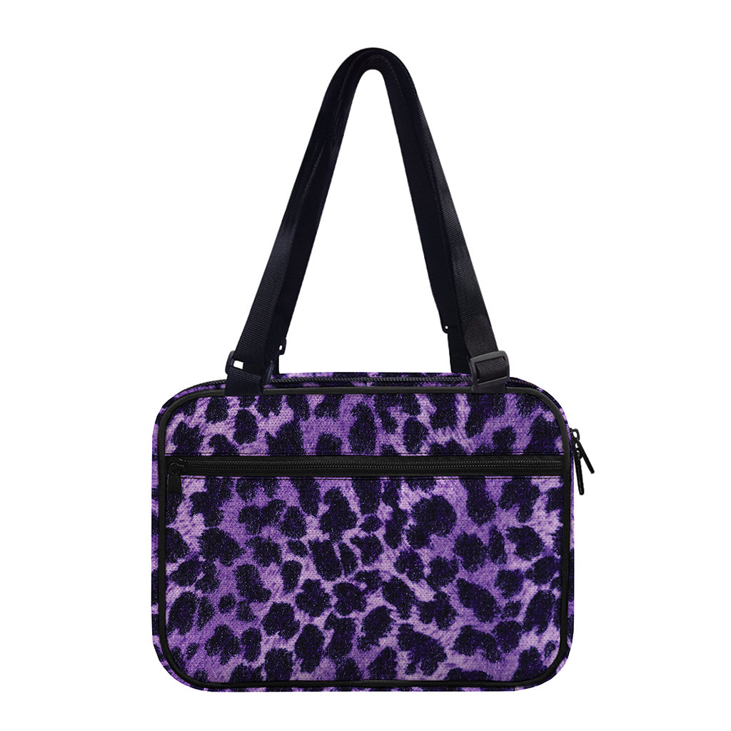 Purple And Black Cheetah Print Double Strap Bible Bag