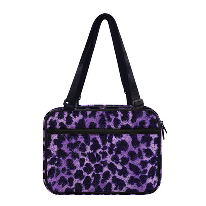 Purple And Black Cheetah Print Double Strap Bible Bag