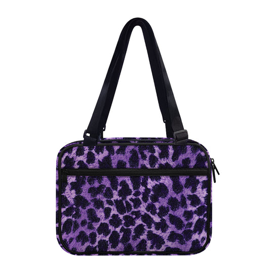 Purple And Black Cheetah Print Double Strap Bible Bag