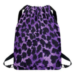 Purple And Black Cheetah Print Drawstring Backpack