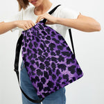 Purple And Black Cheetah Print Drawstring Backpack