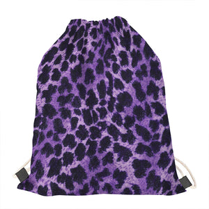 Purple And Black Cheetah Print Drawstring Bag