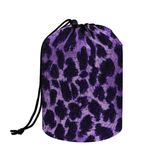 Purple And Black Cheetah Print Drawstring Makeup Bag
