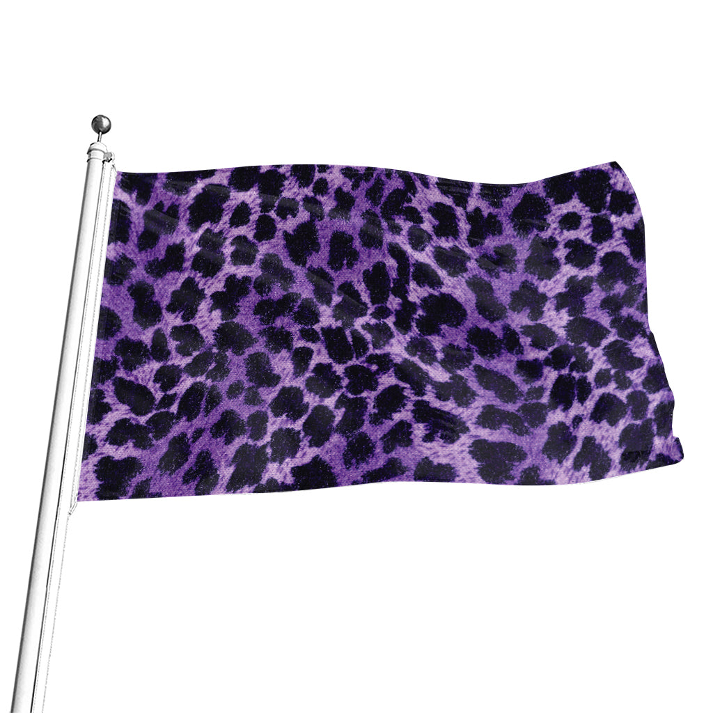 Purple And Black Cheetah Print Flag