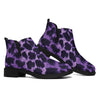 Purple And Black Cheetah Print Flat Ankle Boots