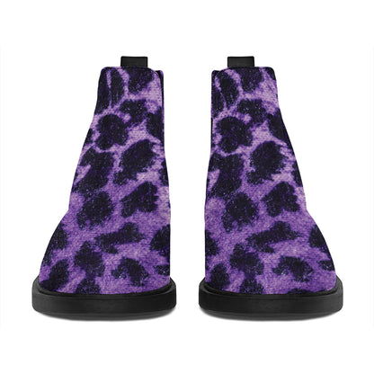 Purple And Black Cheetah Print Flat Ankle Boots