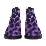 Purple And Black Cheetah Print Flat Ankle Boots