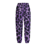 Purple And Black Cheetah Print Fleece Lined Knit Pants