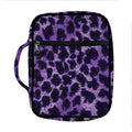 Purple And Black Cheetah Print Front Pocket Bible Bag