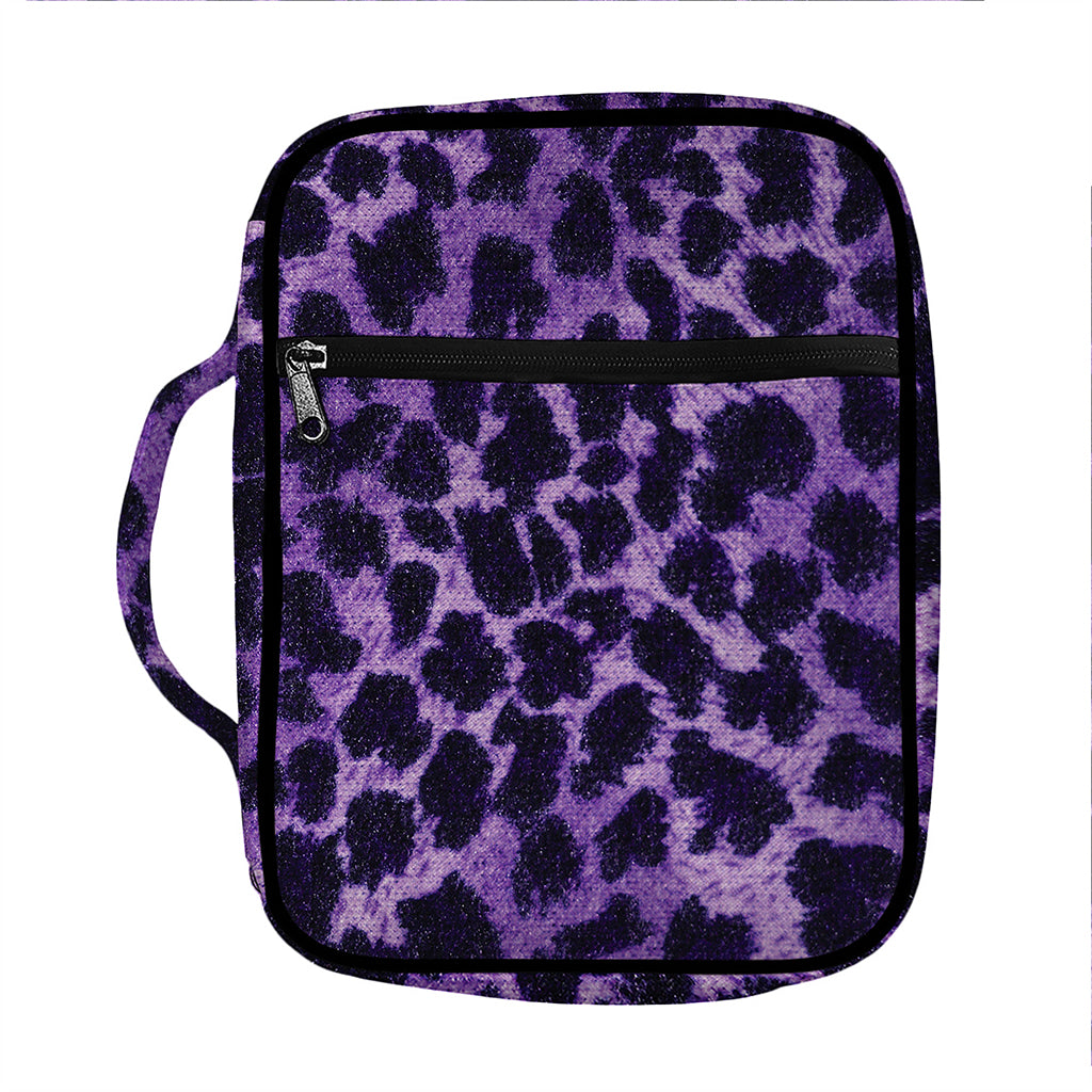 Purple And Black Cheetah Print Front Pocket Bible Bag