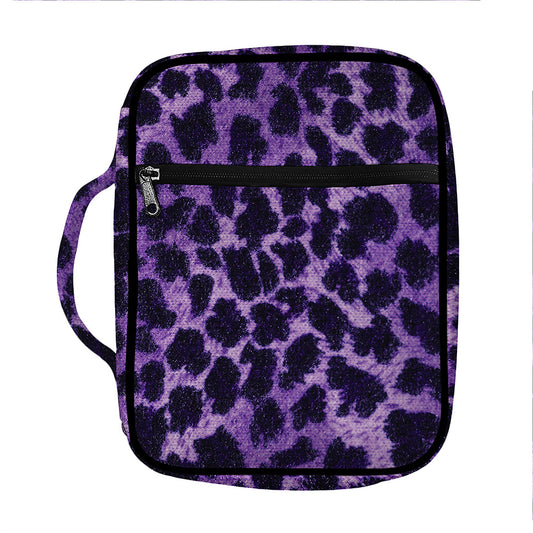 Purple And Black Cheetah Print Front Pocket Bible Bag