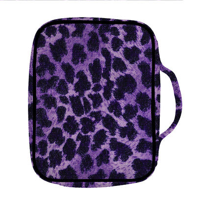Purple And Black Cheetah Print Front Pocket Bible Bag