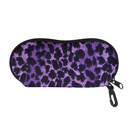 Purple And Black Cheetah Print Glasses Case