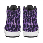 Purple And Black Cheetah Print High Top Leather Sneakers