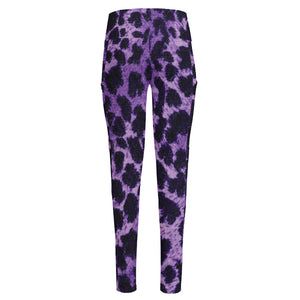 Purple And Black Cheetah Print High-Waisted Pocket Leggings