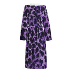 Purple And Black Cheetah Print Hooded Bathrobe