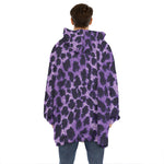 Purple And Black Cheetah Print Hoodie Blanket