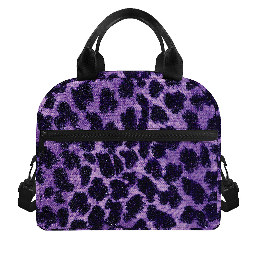 Purple And Black Cheetah Print Insulated Lunch Bag