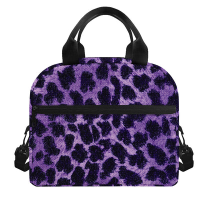 Purple And Black Cheetah Print Insulated Lunch Bag