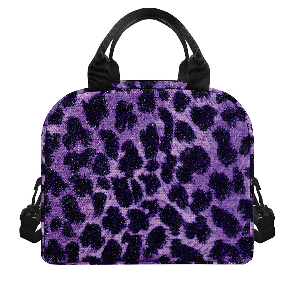 Purple And Black Cheetah Print Insulated Lunch Bag