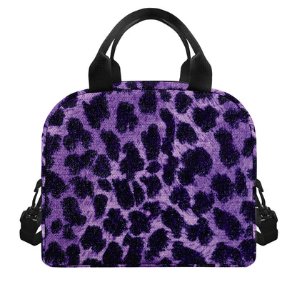 Purple And Black Cheetah Print Insulated Lunch Bag