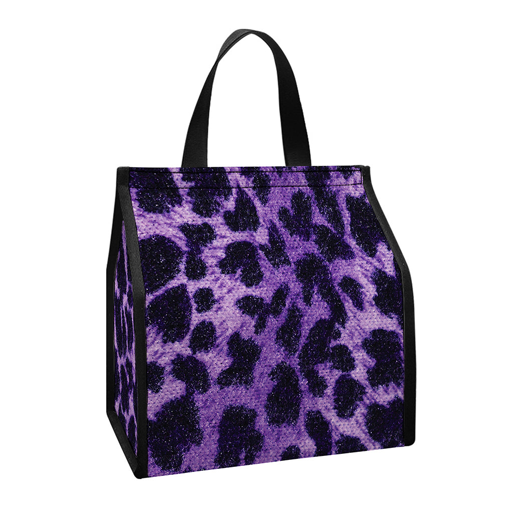 Purple And Black Cheetah Print Insulated Lunch Tote