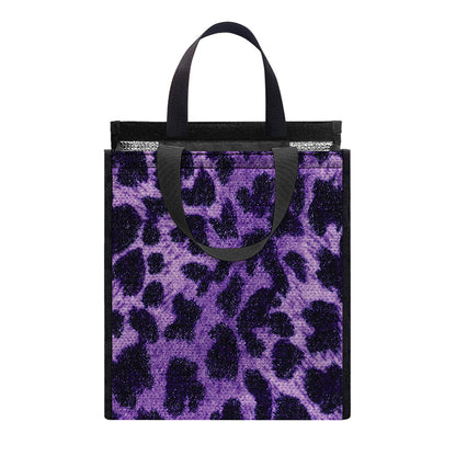 Purple And Black Cheetah Print Insulated Lunch Tote