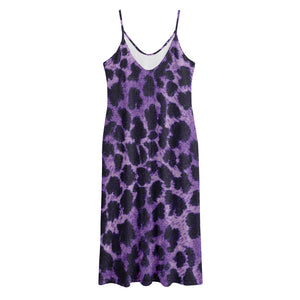 Purple And Black Cheetah Print Jersey Midi Cami Dress