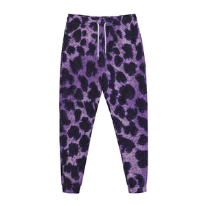 Purple And Black Cheetah Print Jogger Pants