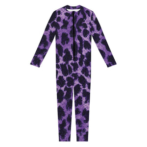 Purple And Black Cheetah Print Jumpsuit