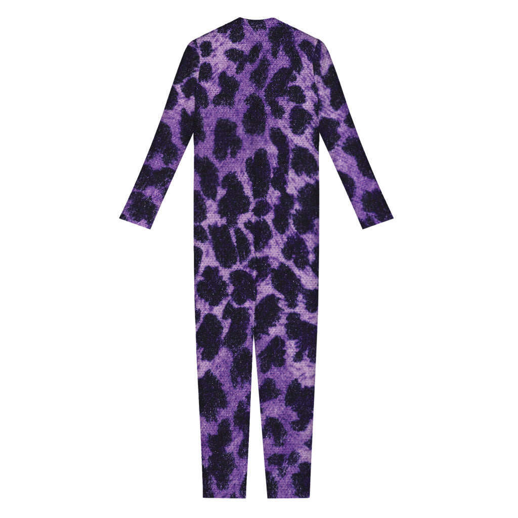 Purple And Black Cheetah Print Jumpsuit