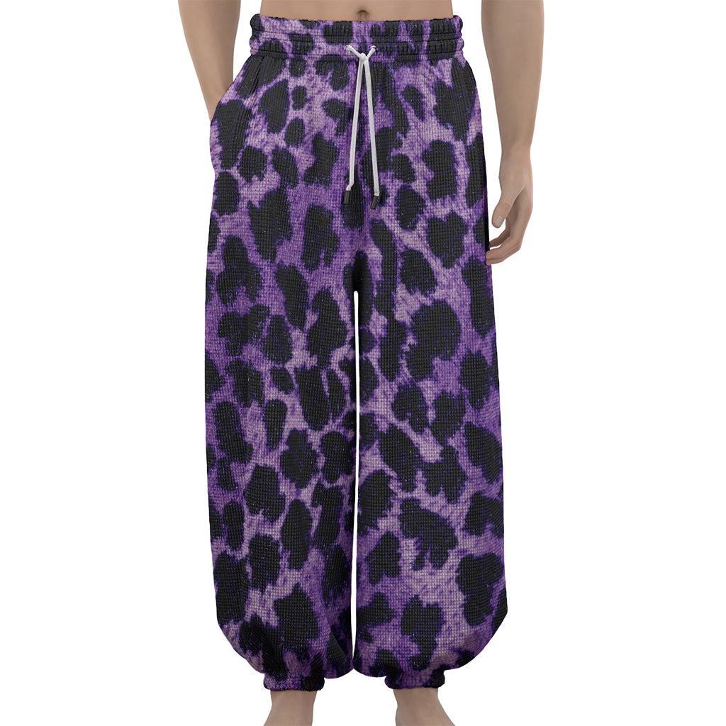 Purple And Black Cheetah Print Lantern Pants