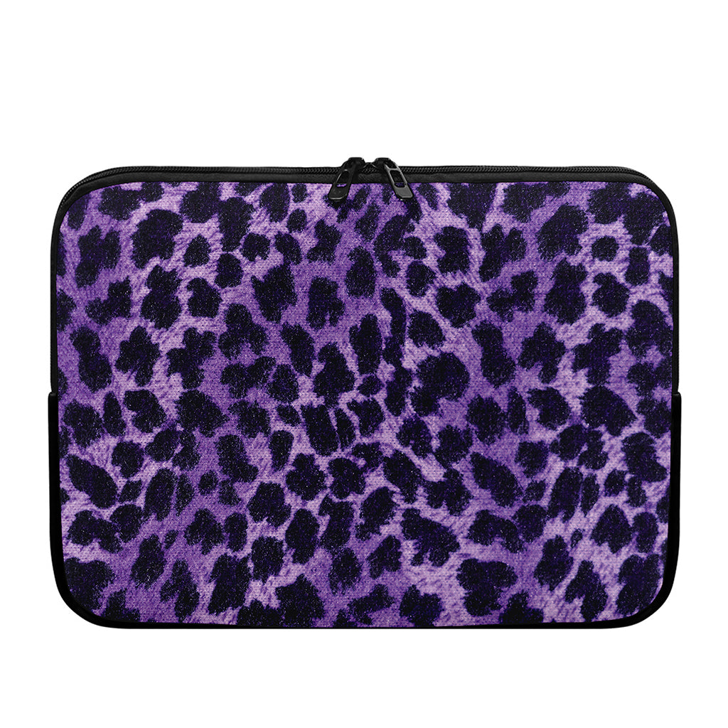 Purple And Black Cheetah Print Laptop Sleeve