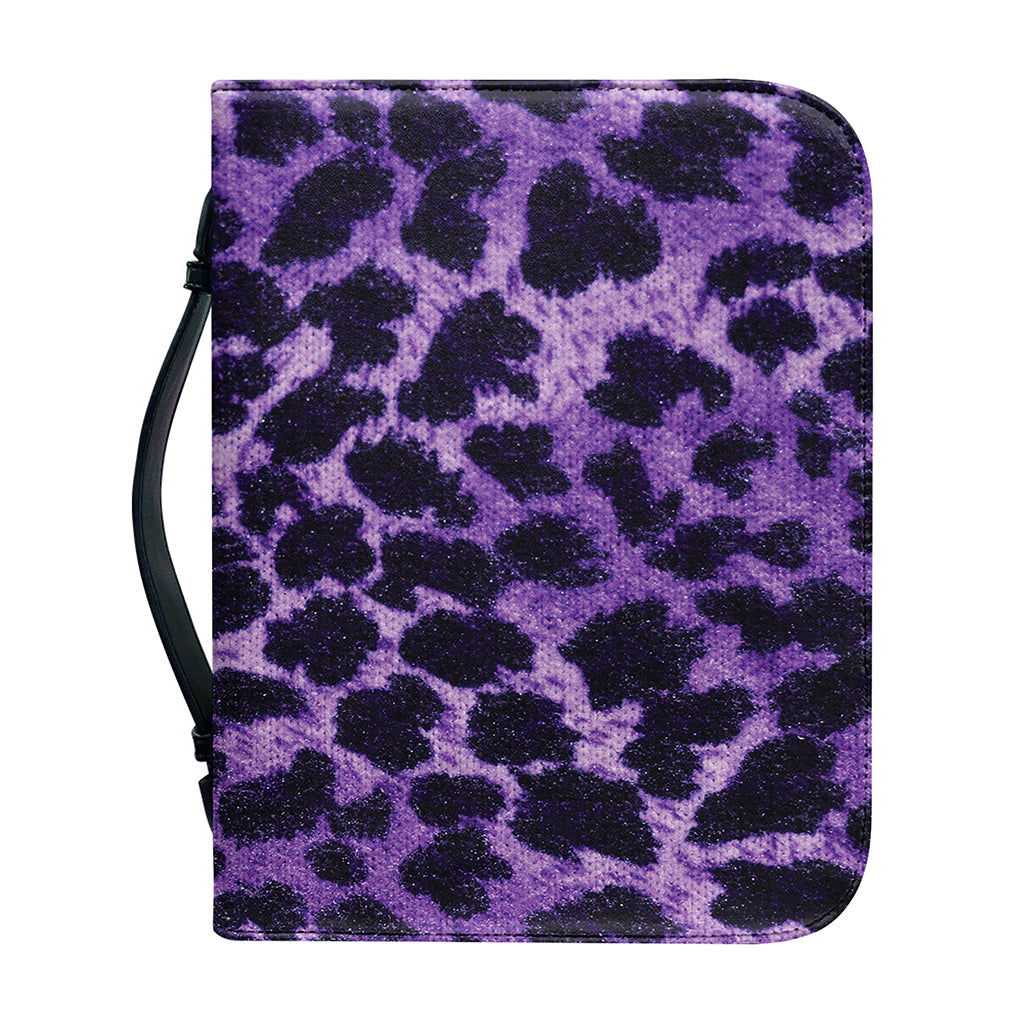 Purple And Black Cheetah Print Leather Bible Cover