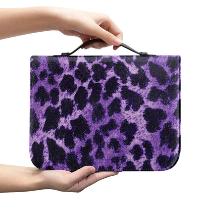 Purple And Black Cheetah Print Leather Bible Cover